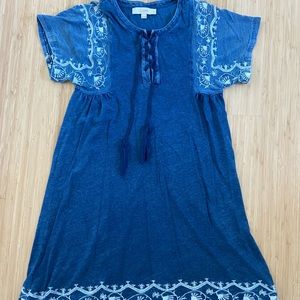 Blue Embroidered Loft Shift Dress